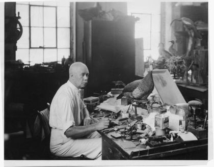 Herbert Hutchinson Brimley, a founder of the Academy of Science, working in the Museum of Natural History, ca. 1937. Image courtesy of the State Archives of North Carolina.