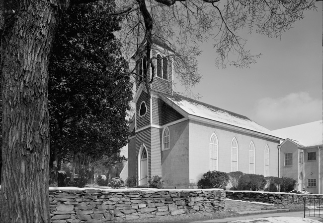 Photograph of the Hillsborough Presbyterian Church, Hillsborough, NC. From the Historic American Buildings Survey, Library of Congress Prints & Photographs Online.
